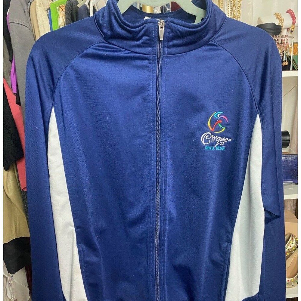 Augusta Sportswear Blue Warm Up zip up Jacket Cirques Logo size medium